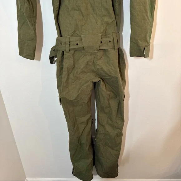 Roxy Snow Jumpsuit Snow Suit Olive Green Women’s XS Fur Lined Collar Y2K - Picture 5 of 15